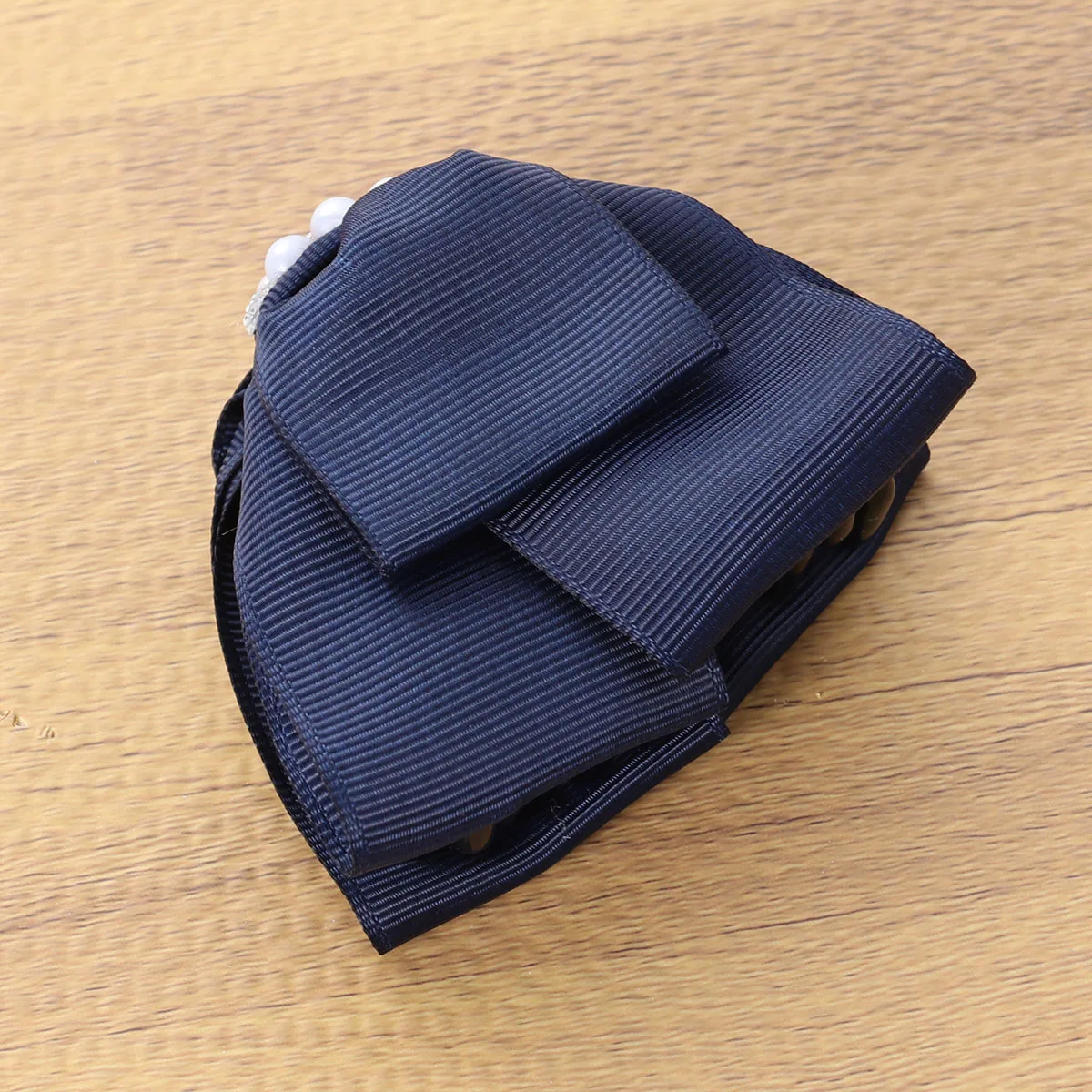 Bowknot الفك كليب مزدوج القوس اللؤلؤ حجر الراين منتصف الحجم إكسسوارات الشعر للنساء البحرية حفل الحفلات ارتداء اليومي