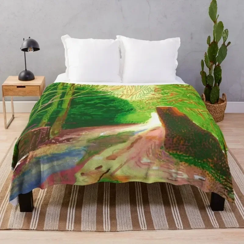 Winter Kid's 3d Printed Blanket David Hockney The Arrival of Spring Throw Blanket for Children Birthday Christmas  Gift