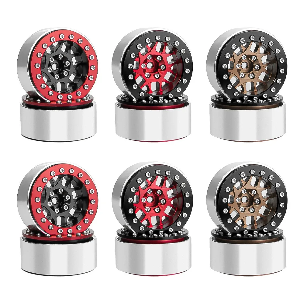 

4PCS CNC Aluminium 1.3" Beadlock Wheel Rim Wheel Hub for TRX4M Axial SCX24 FMS FCX24 1/18 1/24 RC Crawler Car Upgrades