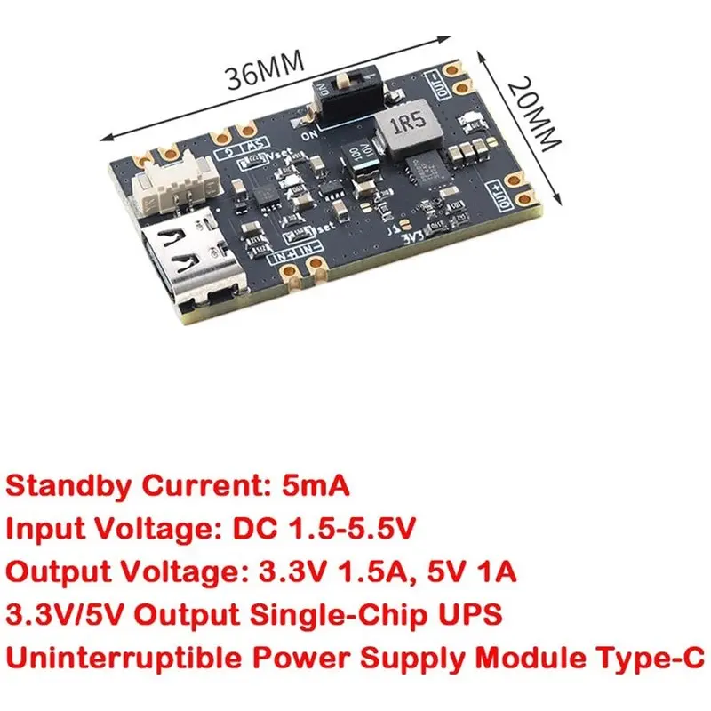 【RECOMMENDED】UPS Module Microcontroller 3.3V 5V Output Uninterruptible Power Supply 1.5A/1A Lithium Battery Charging Board
