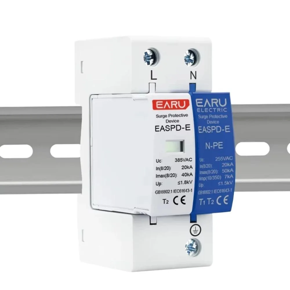 

AC SPD 1P+NPE 3P+NPE 50KA T1 T2 385V House Surge Protector Protective Solar Low-Voltage Arrester Device 35mm Din Rail
