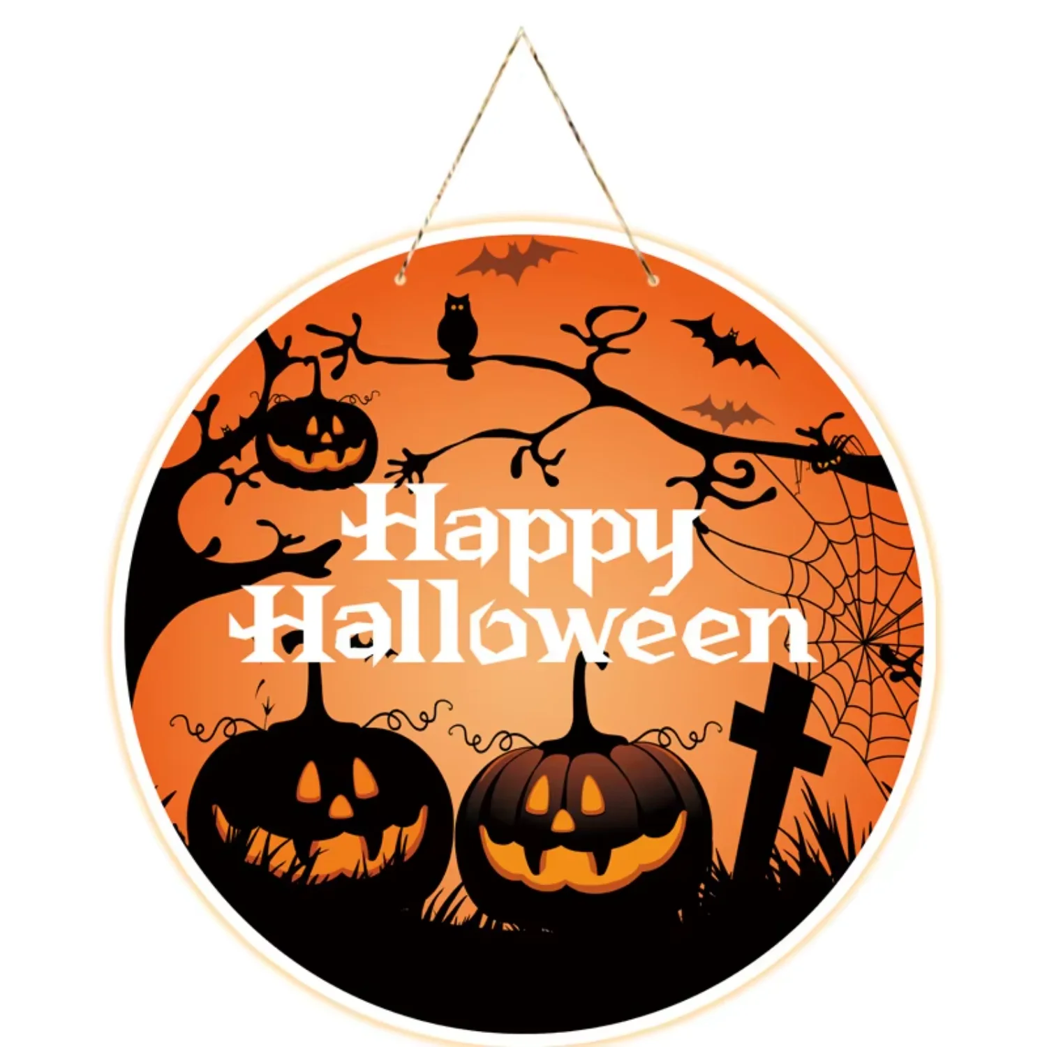 Halloween Pumpkin Hanging Sign Happy Halloween Front Door Welcome Sign Halloween Witch Decorations