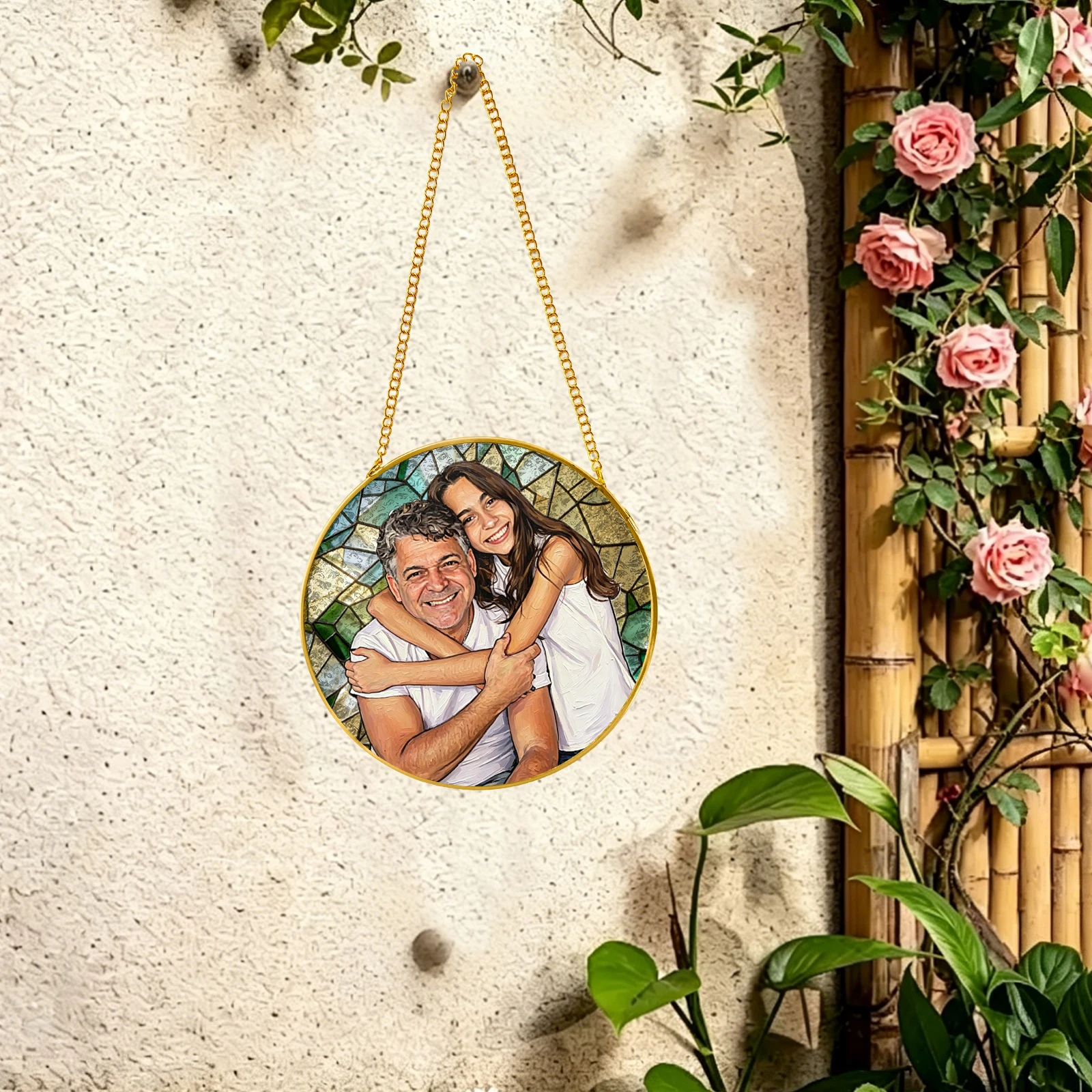 1 pc Personalizar photo Window glass sun catcher hanging with chain For Graduation,Her She,Friends,Bedroom. view 5