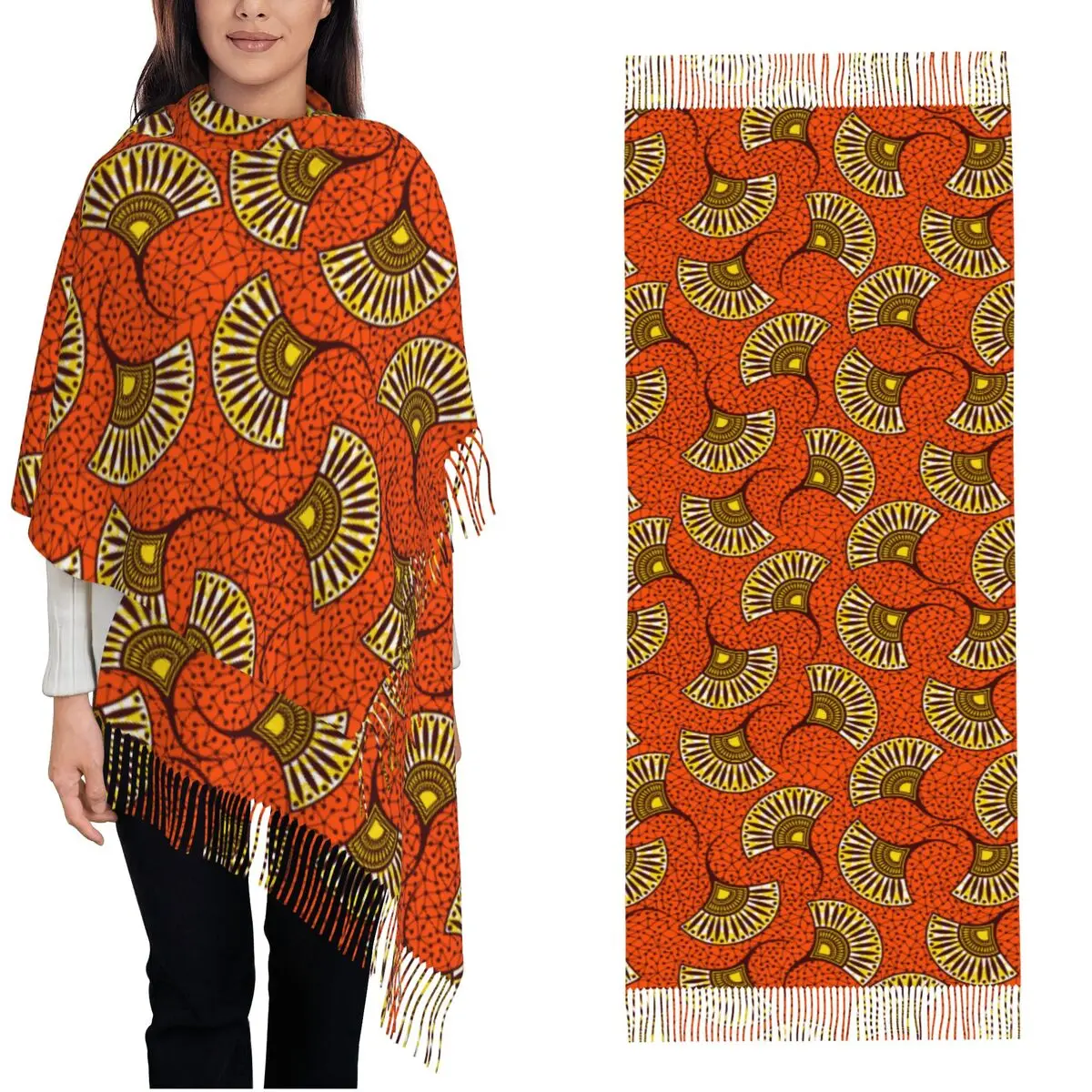 Écharpe en cachemire à pampilles africaines pour femmes, châle rond Ankara 03/Wear, motif d'impression de mode, long, automne et hiver