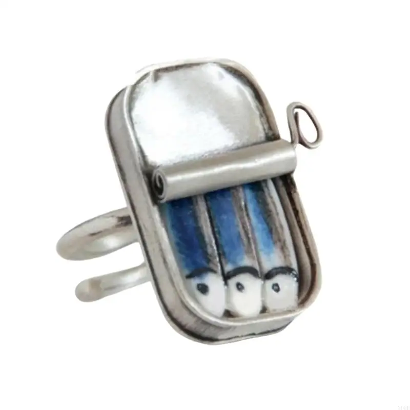 Quirky Sardine Can Styles Rings Craft from Sturdy Alloy Materials Accessory for Adding Humorous To Any Outfits Y08E