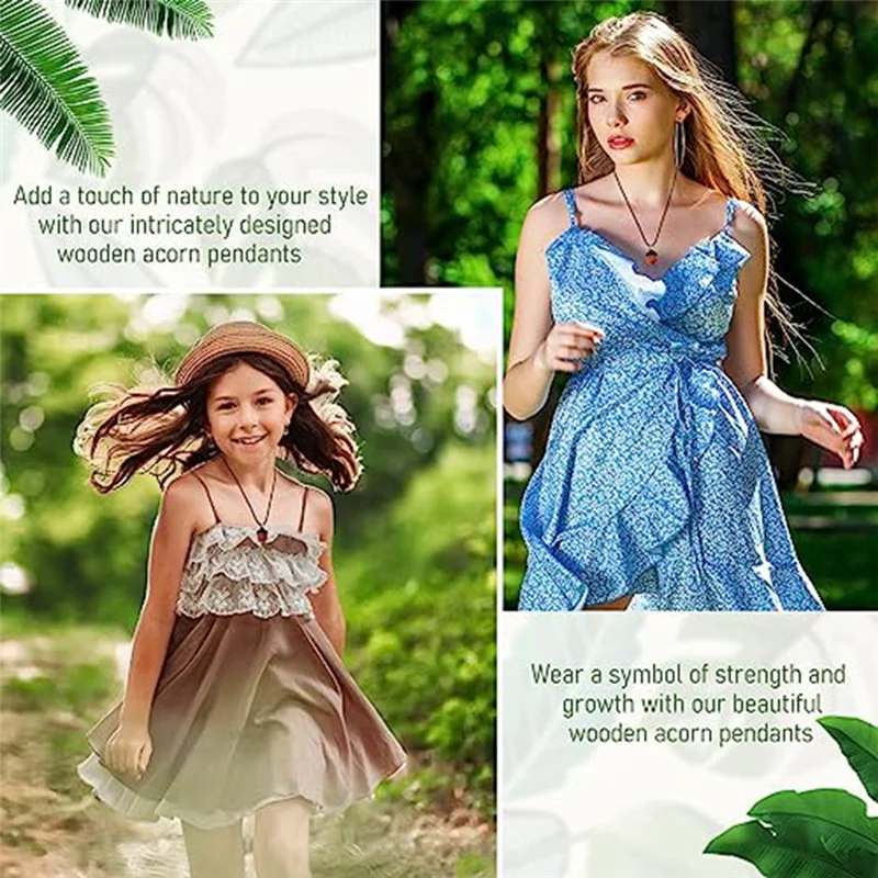 10 peças bolota de porca de madeira com 10 peças cabo de colar encerado preto para faça você mesmo