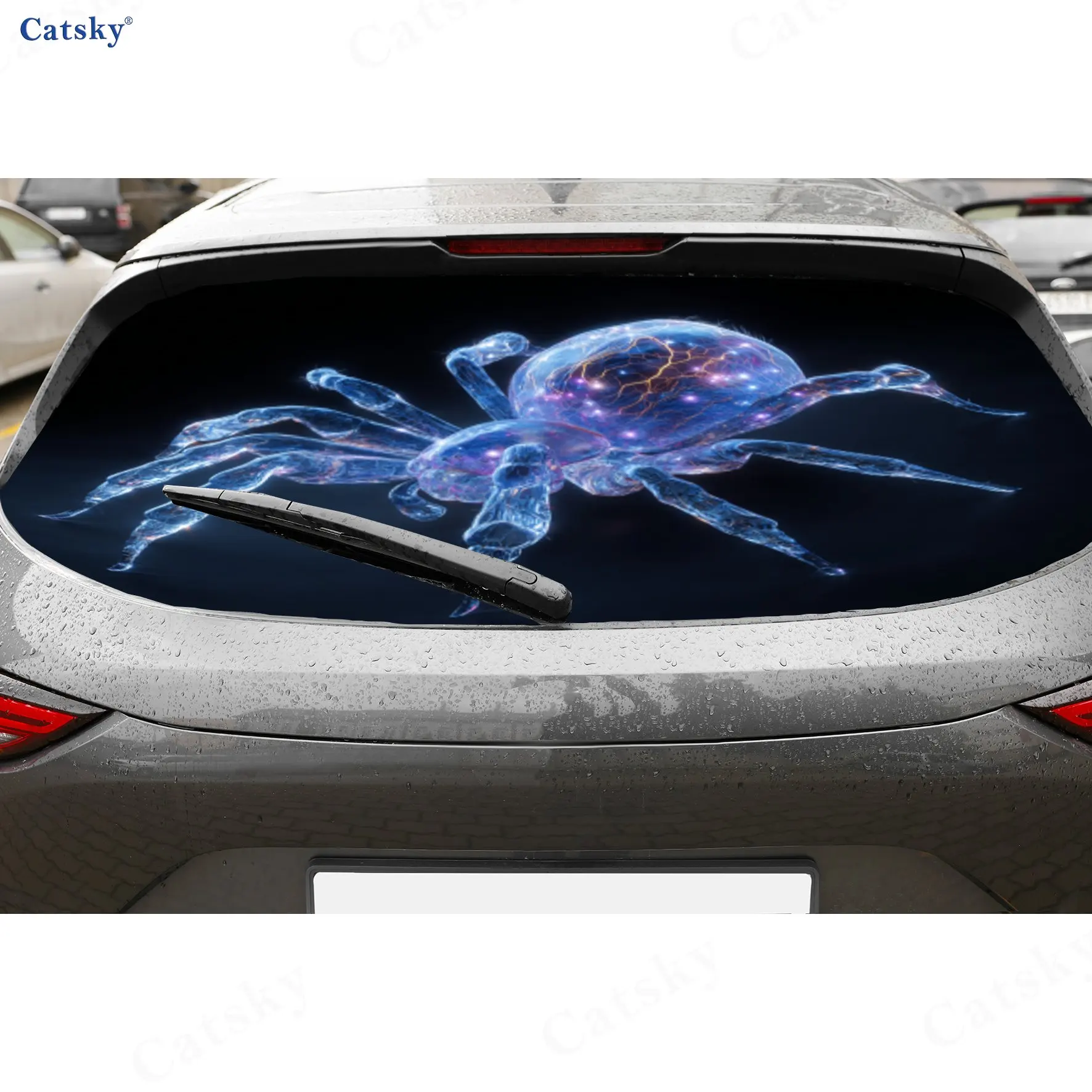 Magic Spider PVC Perforated Car Vinyl Wraps, Privacy Enhancing Design For Rear Window, Car Rear Windshield Sticker