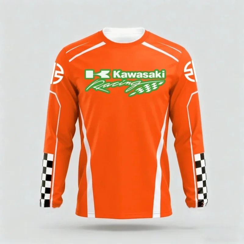 Велосипедная футболка Kawasaki с длинными рукавами, подходящая для горного внедорожного велосипедного верха, дышащая и быстросохнущая конструкция