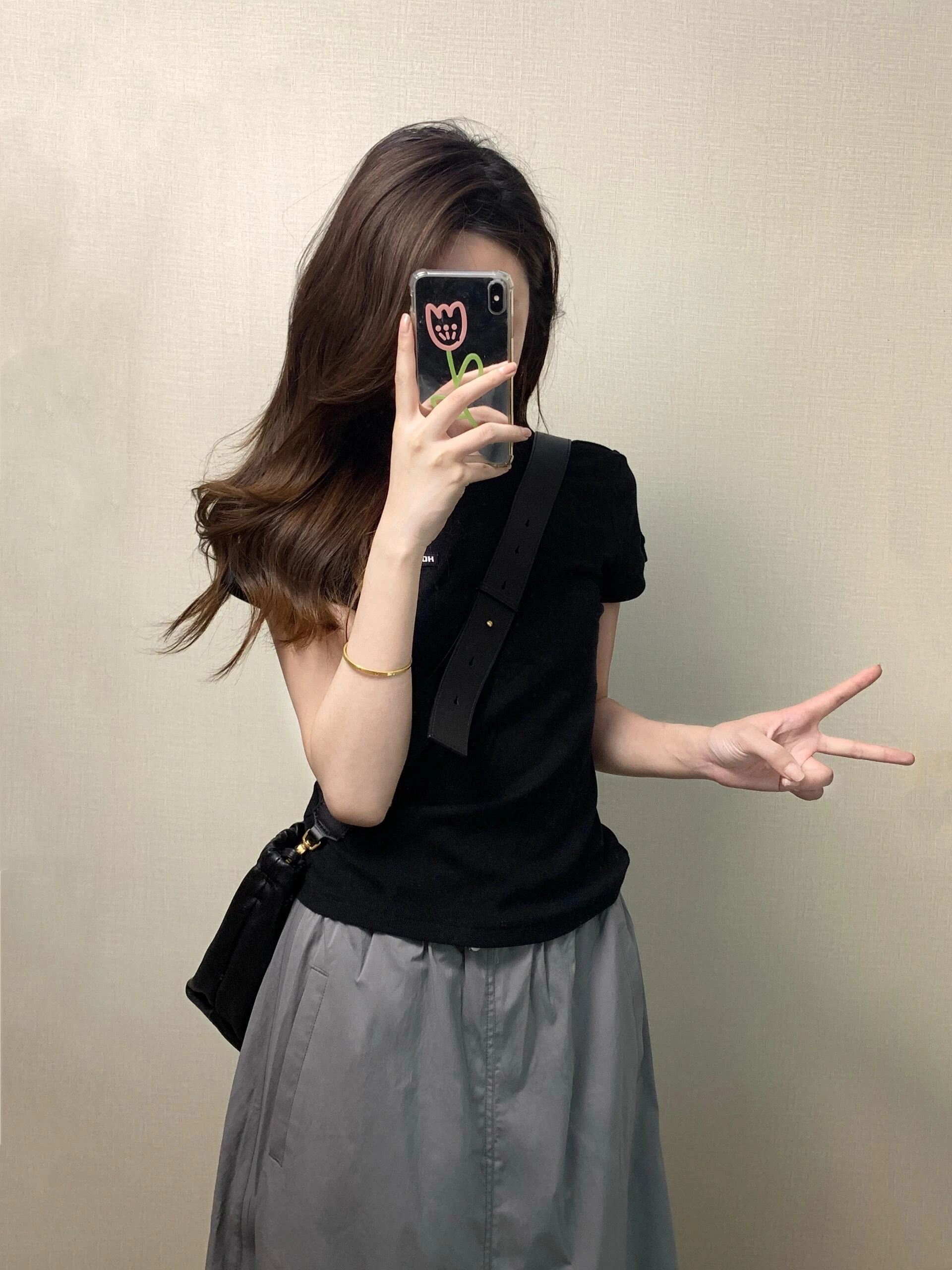 

Женская юбка трапециевидной формы Ele Deep ey, новинка лета 202, утягивающая большая распашная юбка с высокой талией, повседневная однотонная юбка