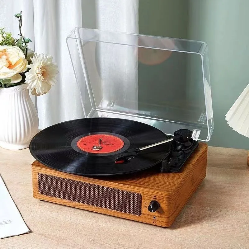 Portable phonograph vinyl bluetooth stereo covered dustproof retro home classical record player nostalgia