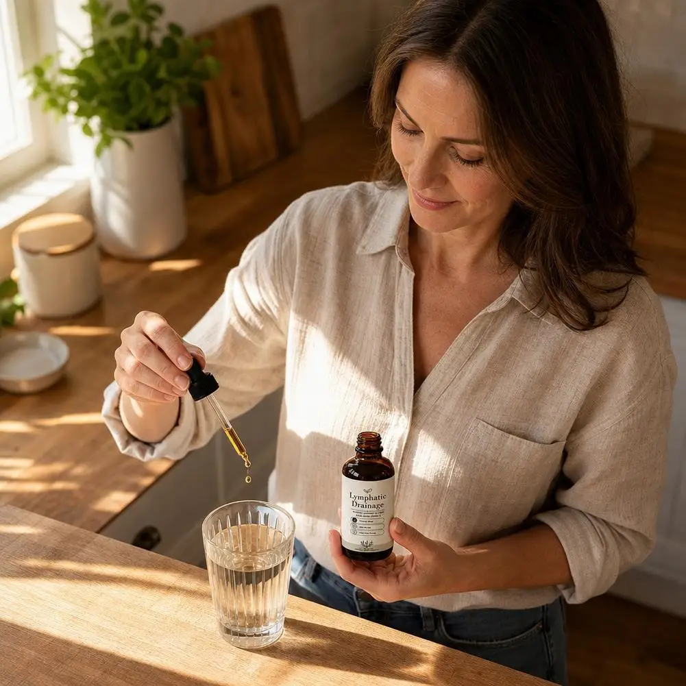 Daily Lymphatic Support Liquid Drops Plant Based Metabolism And Fluid Balance Supplement For Light Comfortable Body Feel