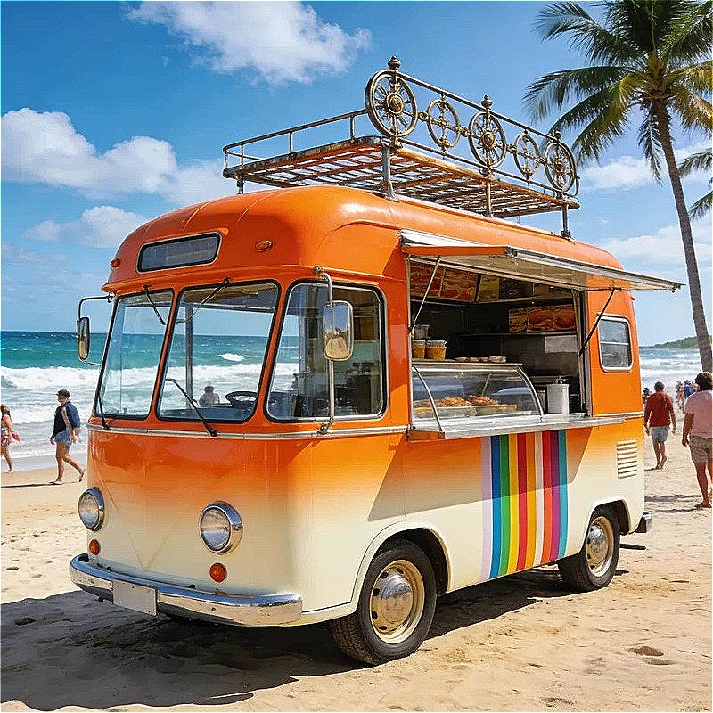 Catering Trailer Food Truck Mobile Kitchen with Fryer Griddle for BBQ Ribs Pulled Pork Vendor Sales Operation Customized Sale