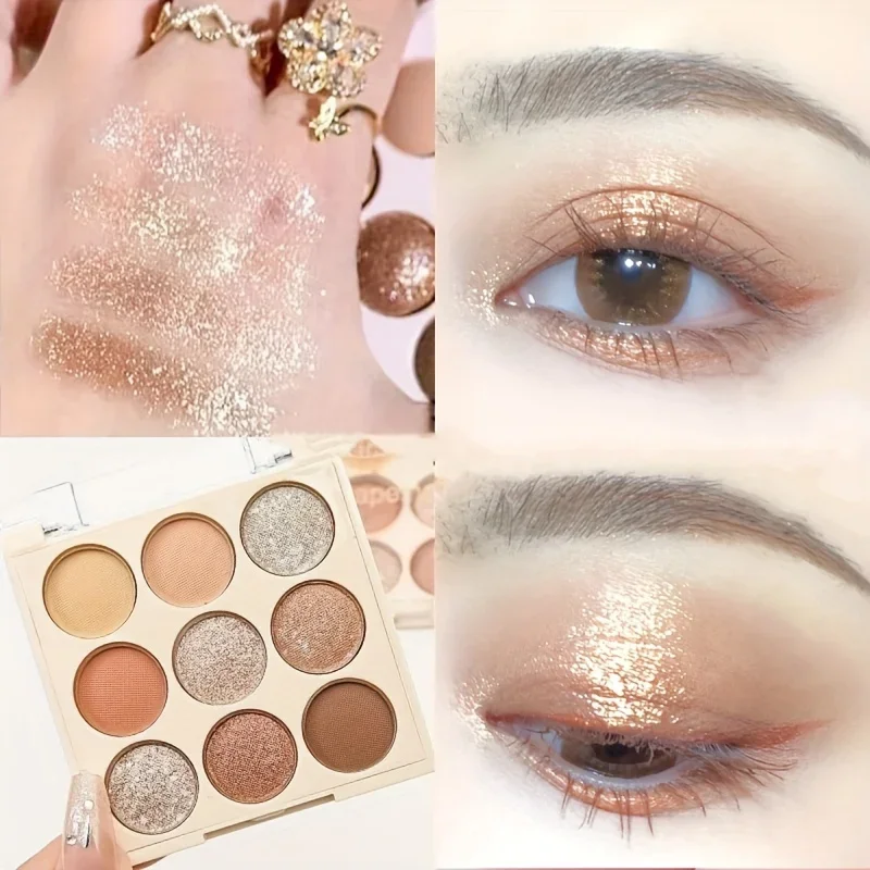 9-Color الآيس كريم عينيه لوحة اللؤلؤ ماتي ارتفع الذهب الكذب الحرير دودة استحى دقيق الشوفان الحليب الشاي الأرض لهجة مثير مستحضرات التجميل