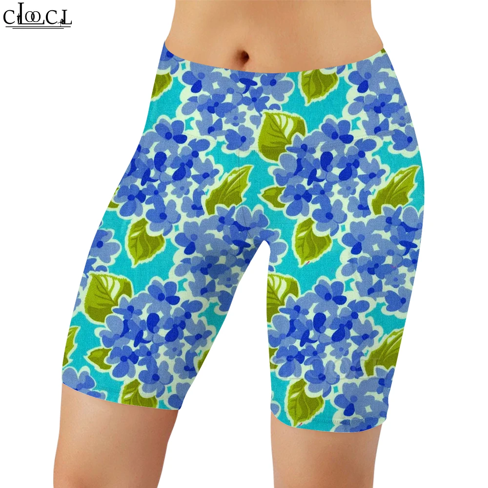 CLOOCL Thời Trang Tập Luyện Nữ Legging Xanh Dương Hoa Cẩm Tú Cầu In Áo Sexy Nữ Tập Gym Dài Thấm Hút Mồ Hôi Cho Dành Cho Nữ