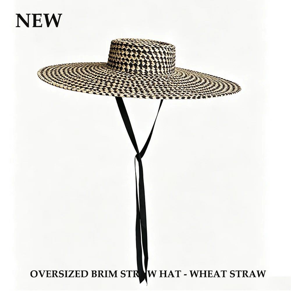 2026 New Beach Hat Oversized Jazz Natural Straw Hat Summer Sun Protection Hat Men's and Women's Outdoor Sun Hat Fishing Hat