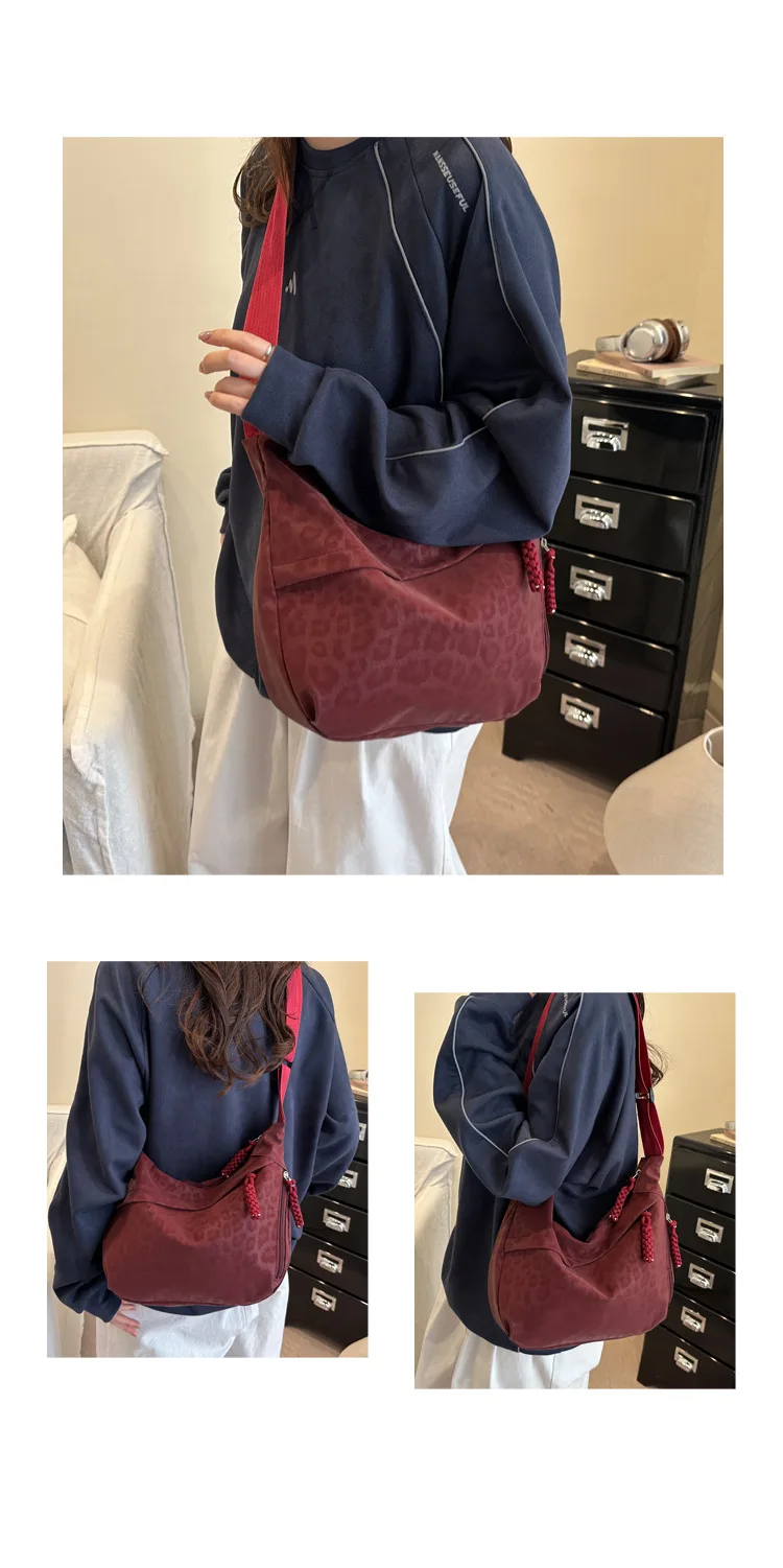 Modische Damen-Umhängetasche mit Leopardenmuster, große Kapazität, Hobo-Umhängetasche für den täglichen Pendelverkehr, lässiges Outfit, Achseltasche – Detail 24