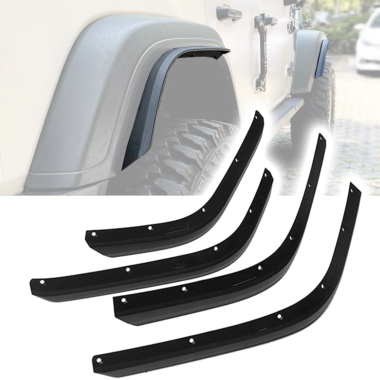 For Jeep Wrangler JL 2018-2023 Fender Flares Mudguards Extensions Set Car Front Rear Wider Mudflap Protective Wheel Eyebrow