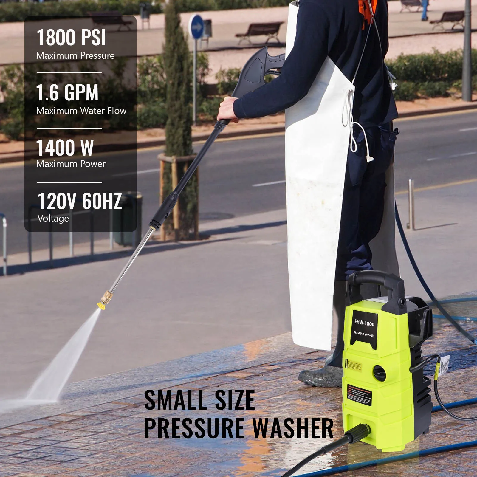 Electric Pressure Washer 1800PSI 1.6GPM Power Washer w/20FT Hose 35FT Power Cord Electric Car Washing Machine Cord Two Nozzles