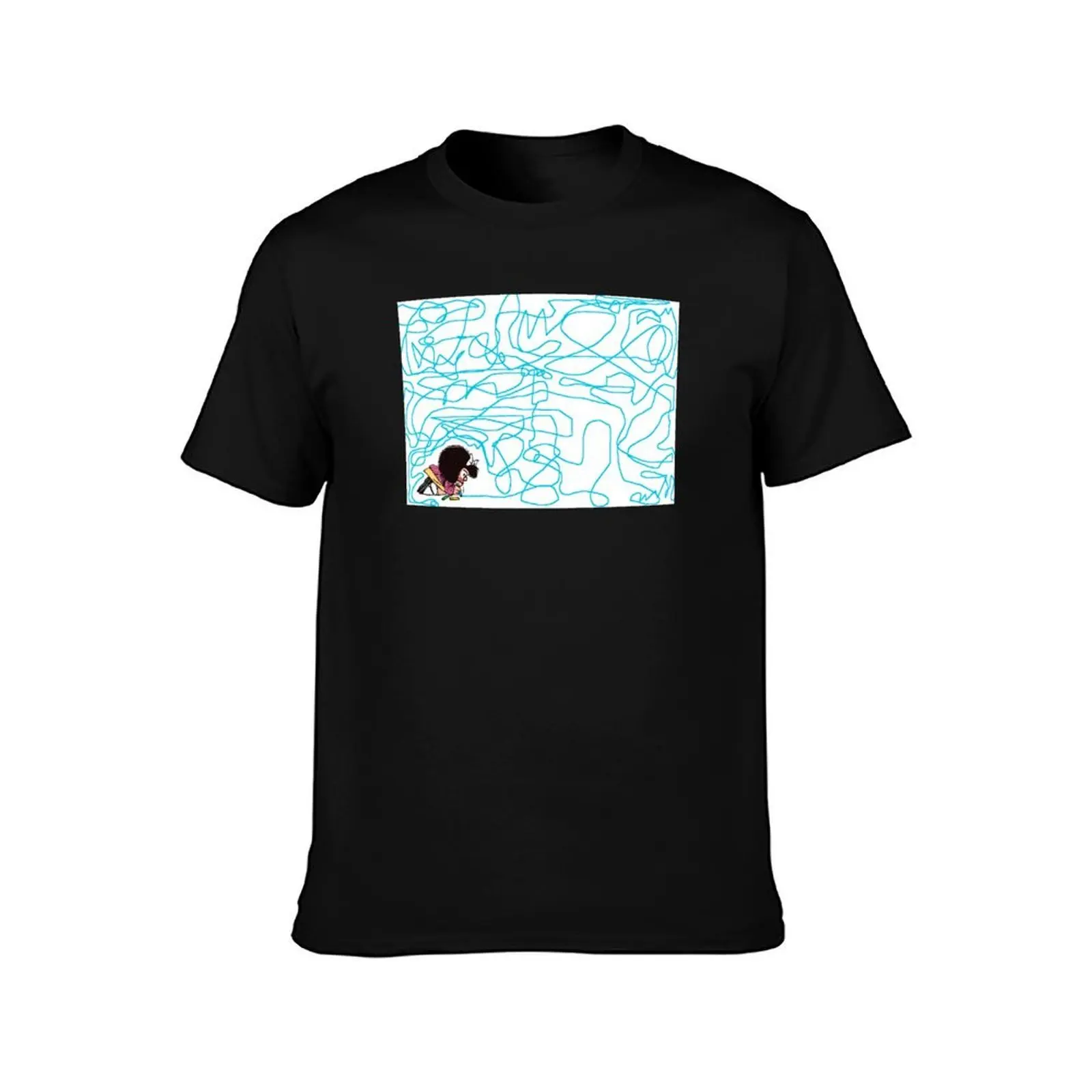 Mafalda drawing crayon T-Shirt, Summer Casual Cotton Tee, Oversized Streetwear Tops, Vintage Graphic Print, Unisex Men Women