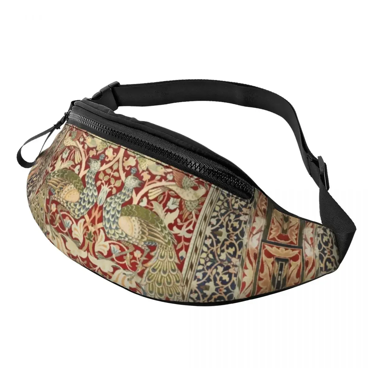 

William Morris Vintage Fanny Pack for Men Women Floral Textile Pattern Crossbody Waist Bag Travel Hiking Phone Money Pouch