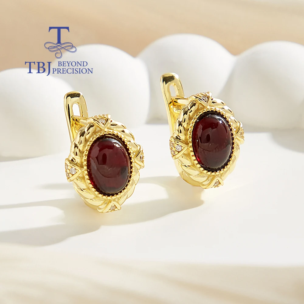 

Classic design 925 sterling silver women's earrings natural Garnet oval 6*8mm gemstones fine jewelry for Festival birthday gifts