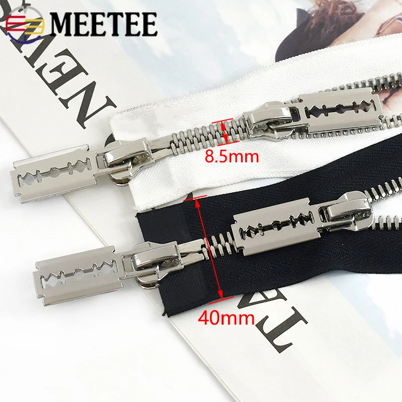 Meetee 1Pc 85/100/120cm 10# Metal Zipper Double Open Two-way Large Zippers for Down Jacket Coat Sewing Zips DIY Repair Kits Zip