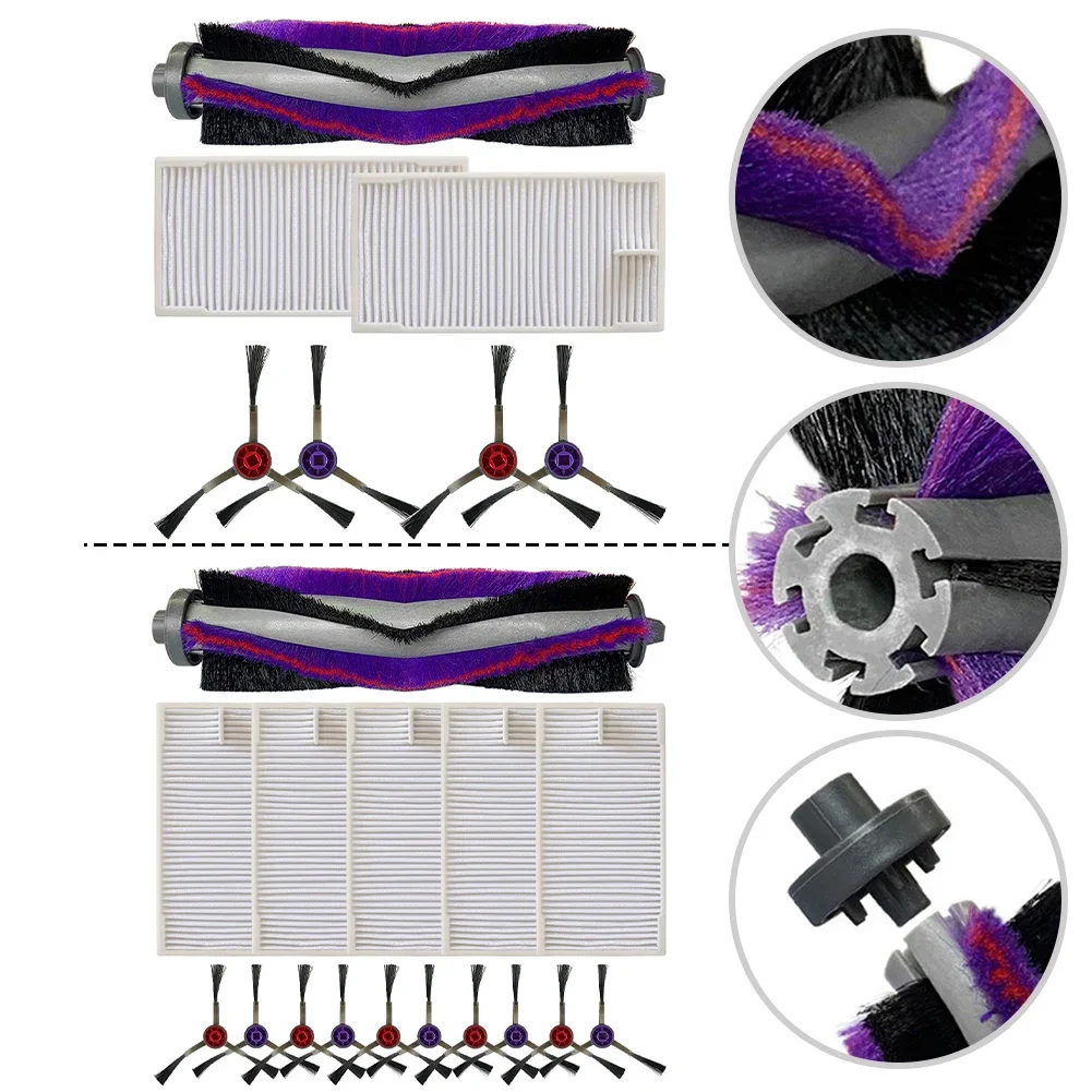 

Main Roller Side Brush Filter Components Set for Vacuum Cleaners Compatible with For M9 For VCR S10 Plus & For Eureka E20