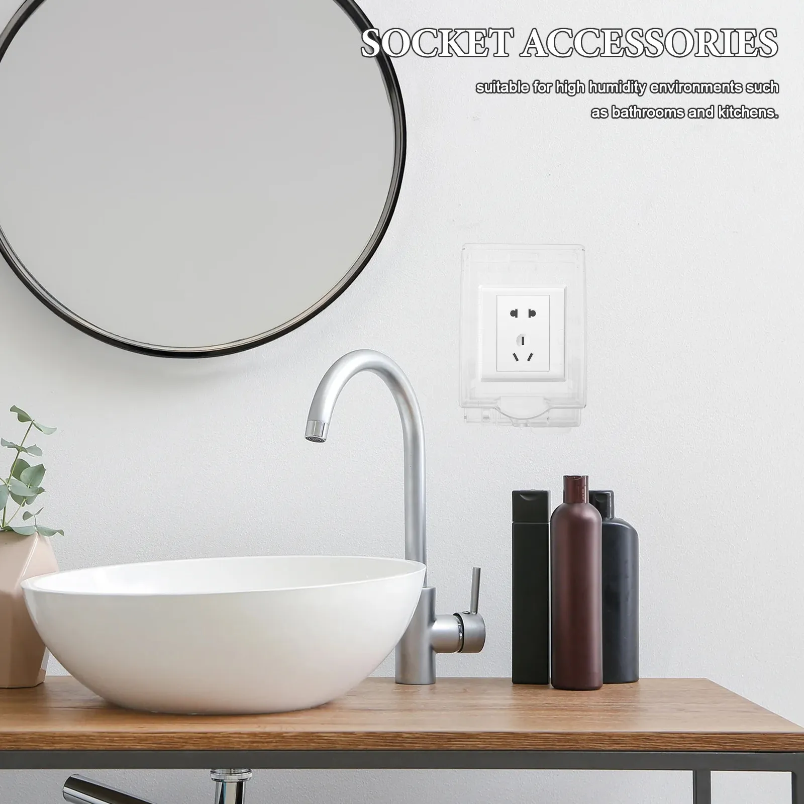Waterproof Socket Cover Lockable Transparent Plastic Splashproof Protector for 86 Wall Switch Bathroom Kitchen Electrical Socket