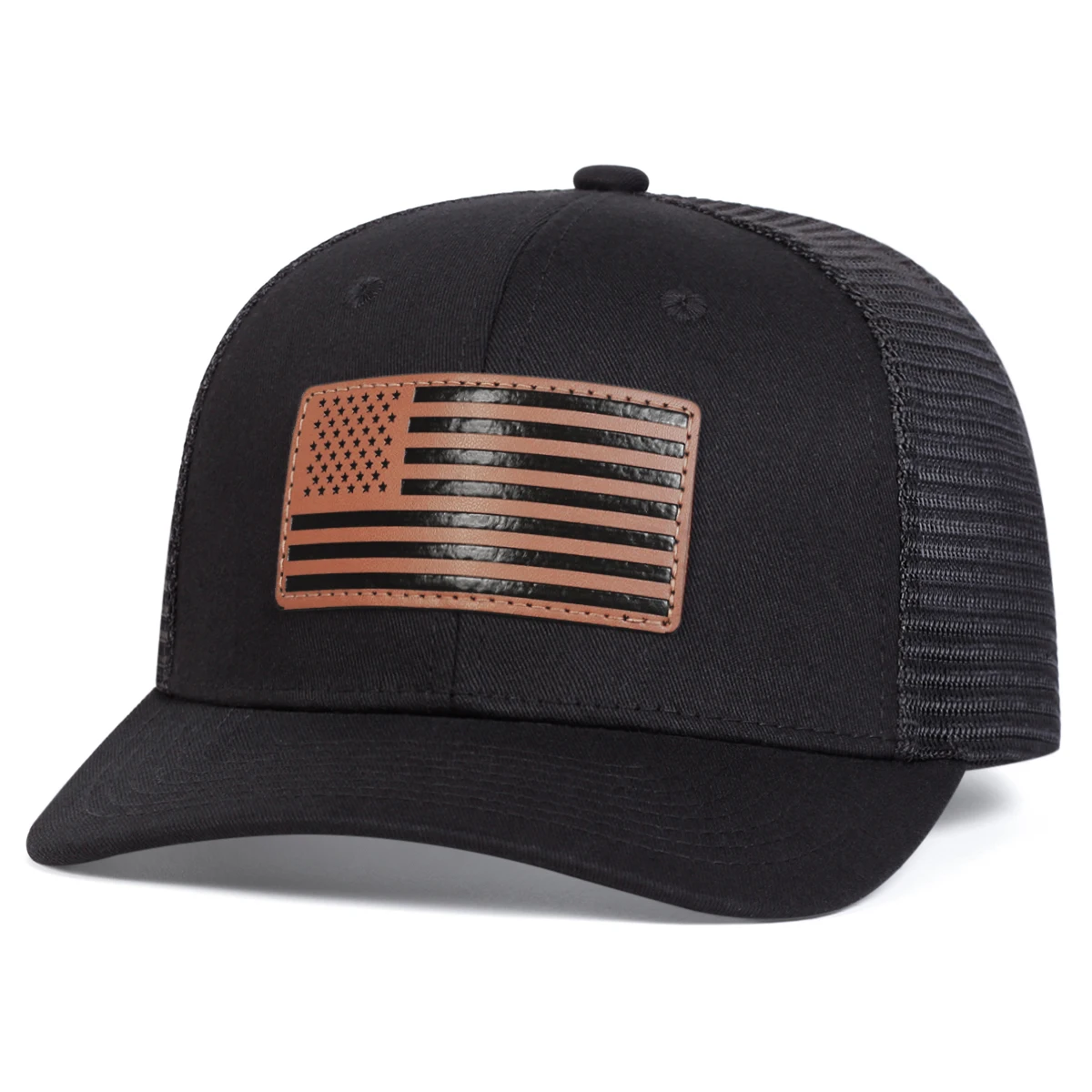 1piece Unisex American Flag Leather Label Baseball Net Caps Spring and Summer Outdoor Adjustable Casual Hats Sunscreen Hat