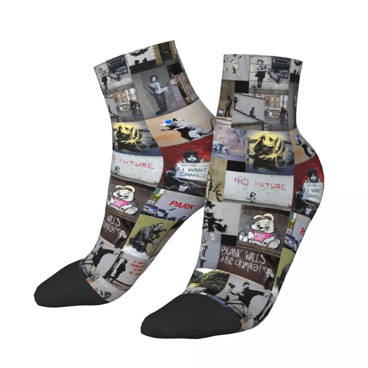 Banksy Street Graffiti Mens Crew Socks Unisex Fashion 3D Print London Pop Art Dress Socks