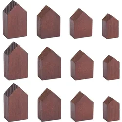 12Pcs 4 Sizes Coconut Brown Wooden House Shaped Blocks Arrow Shape Wooden Tray Plates Blank Wooden Cutouts Farmhouse