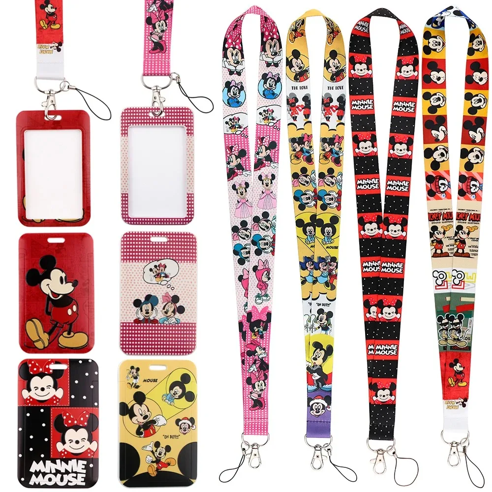 Disney Minnie Mouse Keychain for Keys ID Badge Holder Credit Card Neck Strap Keychain Lariat Phone Strap wholesale