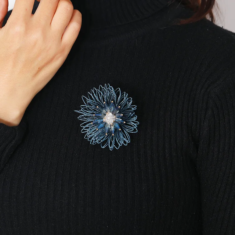 women\'s fashion crystal fireworks brooch weaving high-end collar pins accessories jewelry