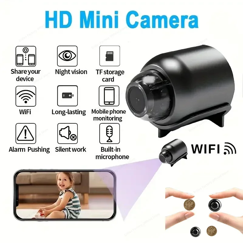 1080P HD Ip Camera Wireless Home Security Night Vision Mini Video Surveillance Camcorders with Wifi Motion Detect Wide Angle Cam