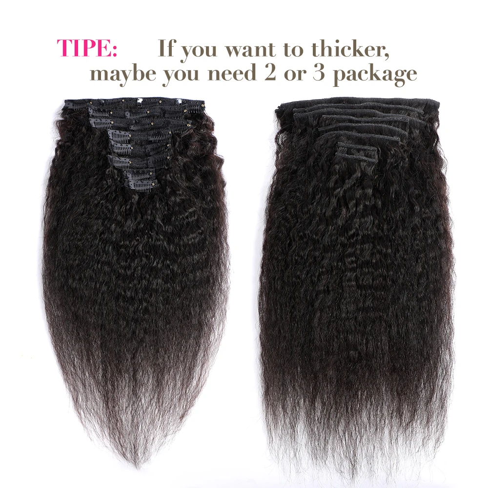 وصلات شعر من alipele-بشري ، مشبك رأس كامل ، وصلات شعر إضافية ، ياكي مستقيم ، أسود طبيعي ، بيع بالجملة #2