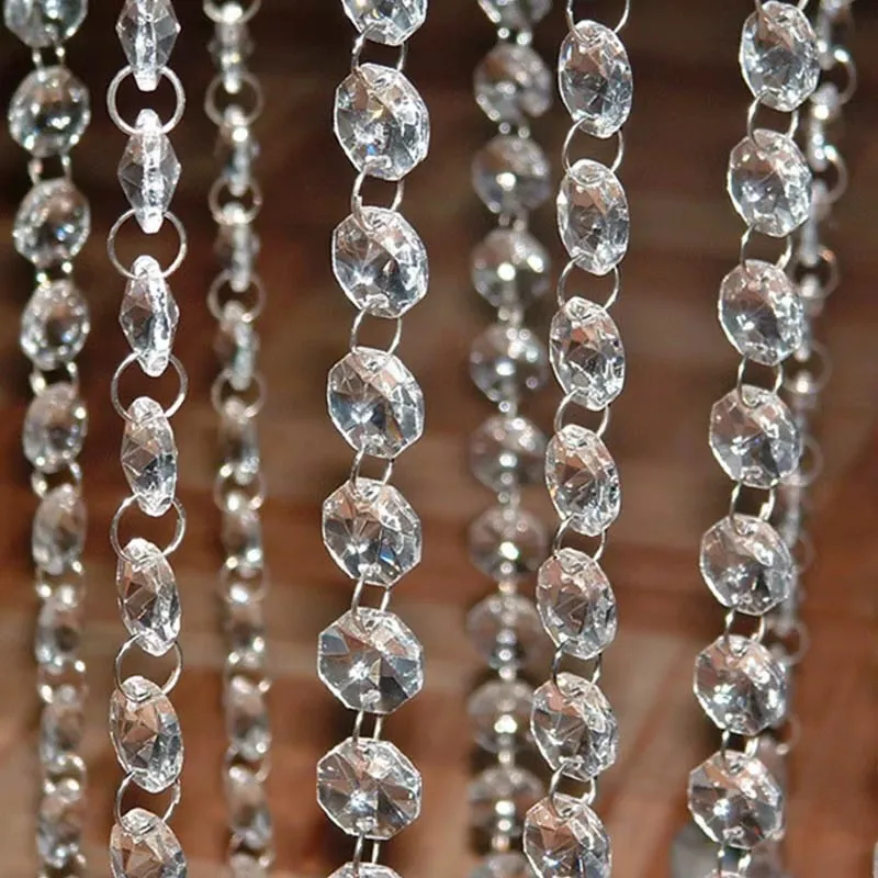 Guirlande de 5 m en acrylique transparent effet cristal pour décoration de fenêtre, rideau, pendentif, idéale pour fêtes de Noël et mariages romantiques