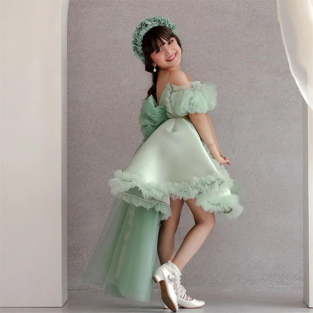 Dearin Spaghetti träger Ballkleid Mini Länge Röcke mit offenem Rücken Tüll Rüschen Blumen mädchen Kleider