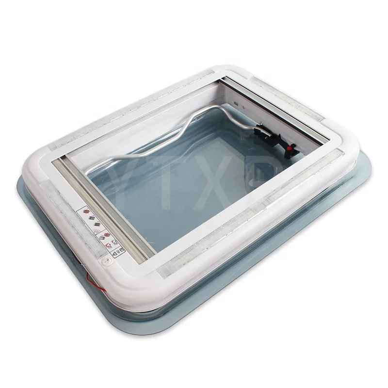 RV Accessories 700*500mm RV Roof Window With LED Light Aluminium Alloy UV Resistant Circle Skylight
