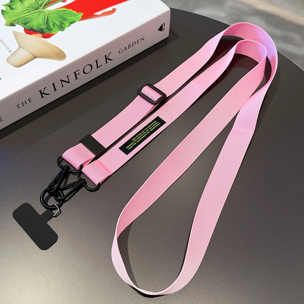 Simple Solid Color Phone Lanyard, Adjustable Cross Chain