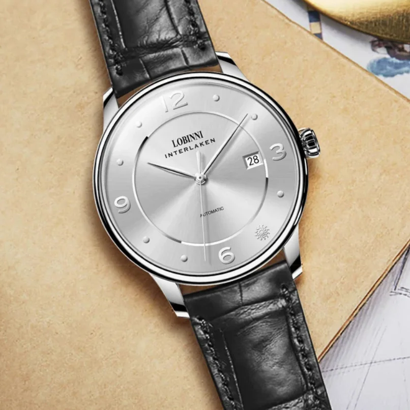 

LOBINNI мужские автоматические часы 40 мм механические наручные часы 5ATM водостойкое сапфировое зеркало ST2130 застежка-бабочка