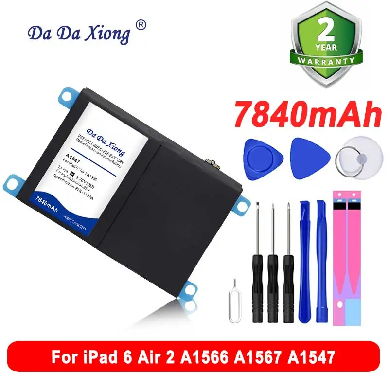 

100% Original 7840mAh Bateria For iPad 6 Air 2 A1566 A1567 A1547 Battery in Stock