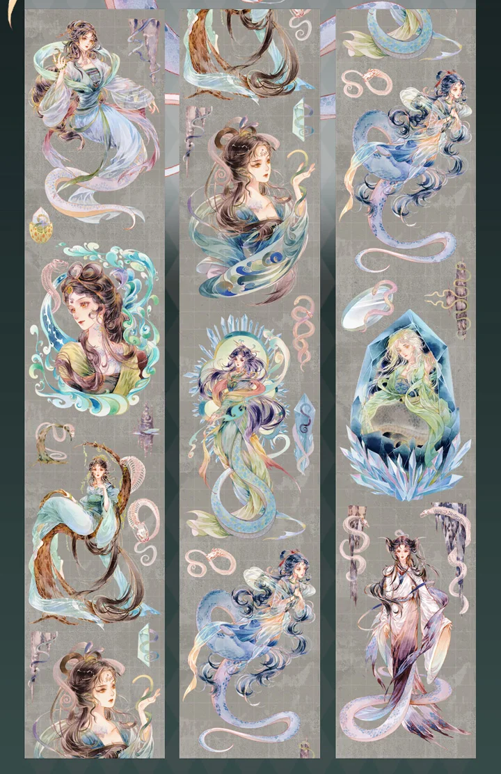 

5M - Chinese Ancien Snake Fairy Girls Washi Pet Tape Shell Shiny Sticker