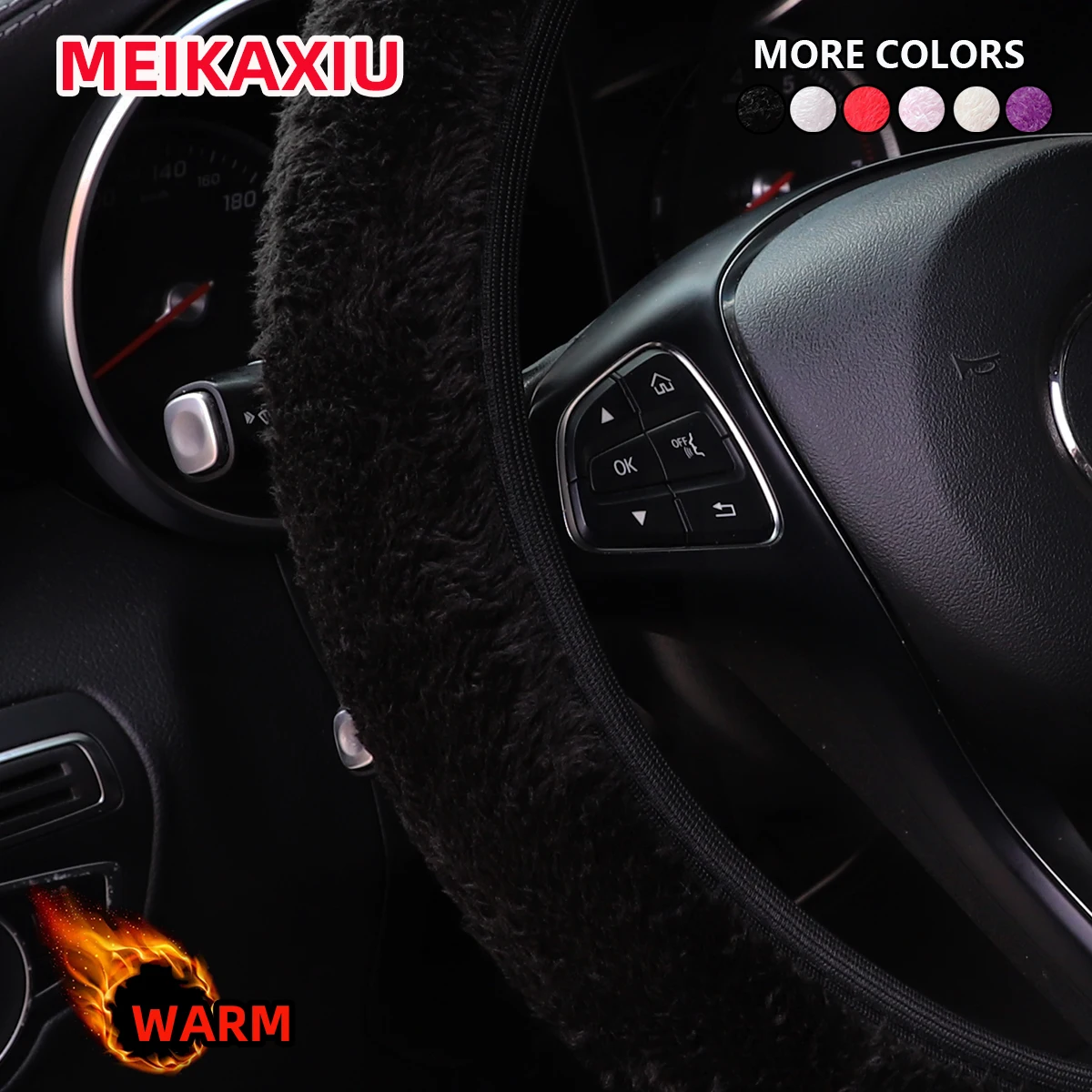 1 winter short plush comfort hand warmer car without inner ring steering wheel cover fits 15 