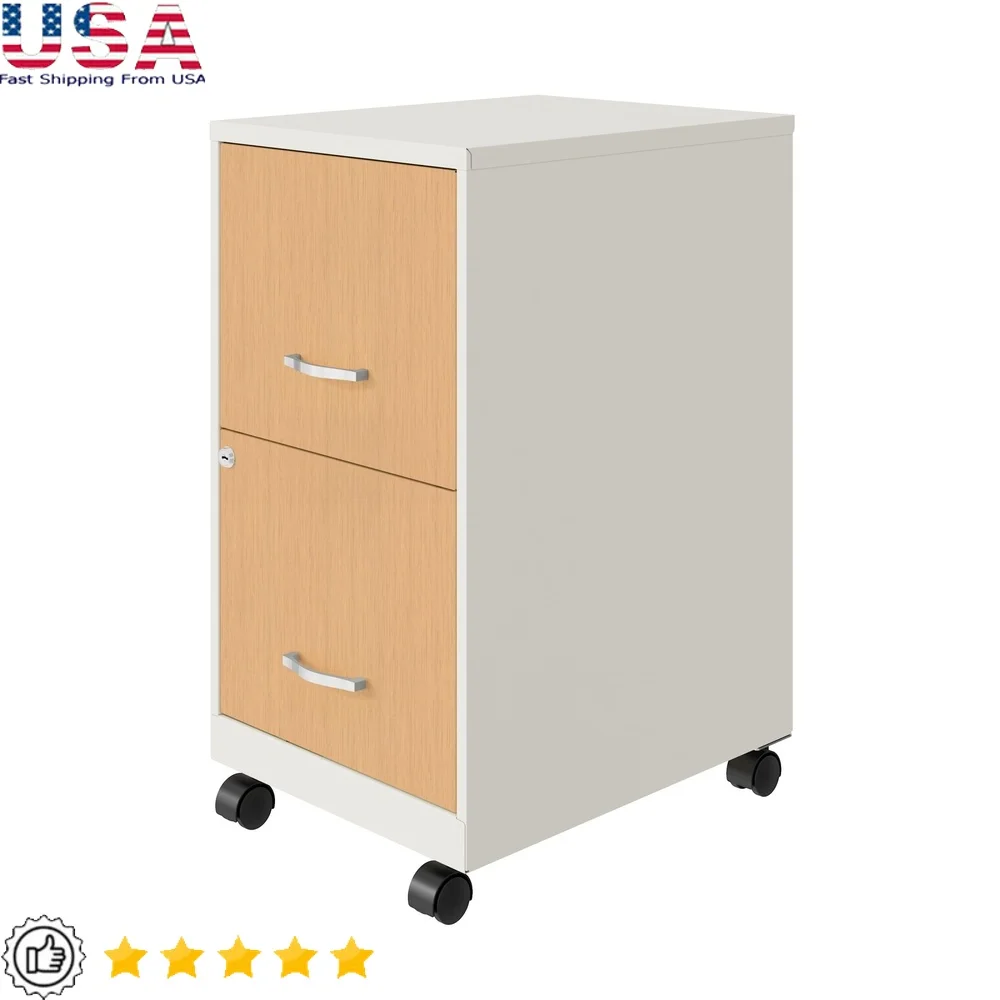 

Mobile File Cabinet 2 Drawer Rolling Lockable Storage Organizer Office Home Indoor Use High-Side Drawers Steel Construction