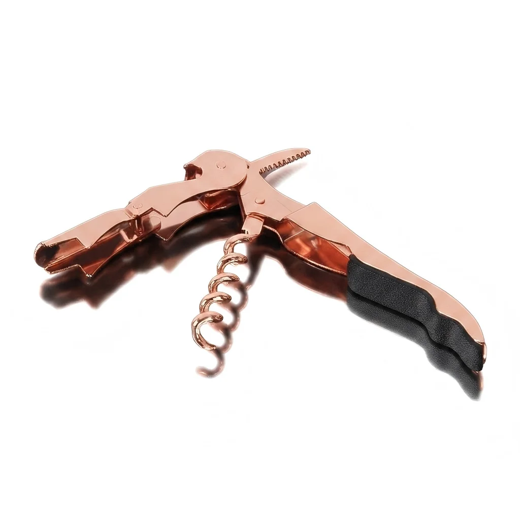 Rose Gold 3-in-1 Waiter's Corkscrew Wine Bottle Opener Beer Opener Foil Cutter Professional Wine Key for Bar Restaurant Waiter