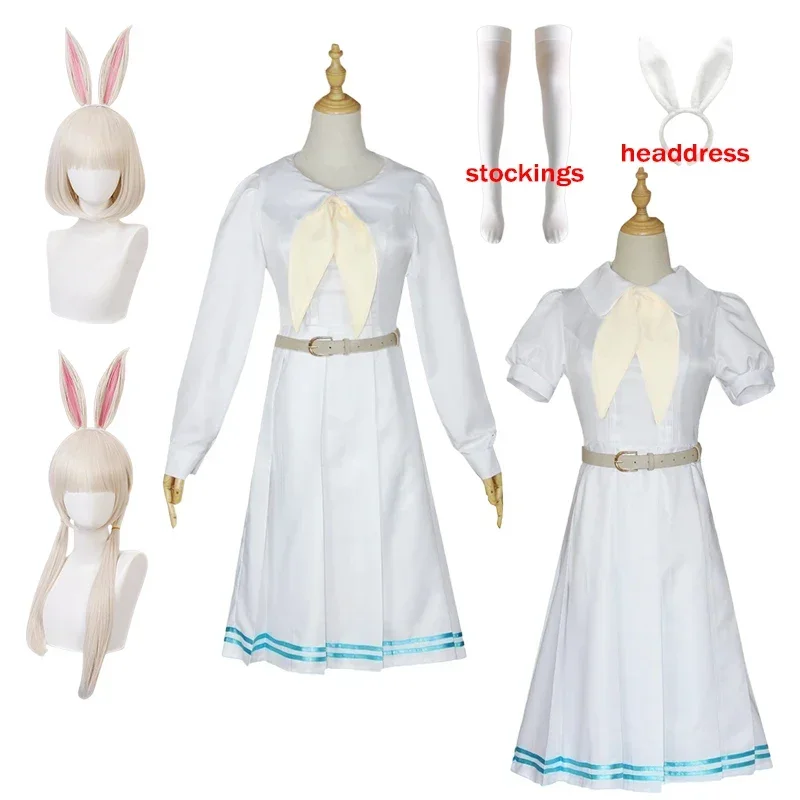 A Anime beastars Berger cosplay costume lolita dress JK uniform Berger wig ears White Rabbit Halloween costume for women