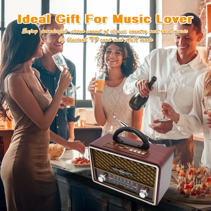 High Quality Wooden Retro Portable Radio Music Player AM/FM/SW Multifunction Bluetooth Speaker Subwoofer Card Audio Caixa De Som