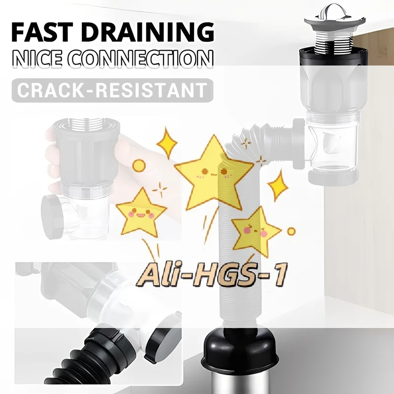 

Комплект сливных труб с откидной крышкой и защитой от запаха, выдвижной и гибкий для кухонной раковины, предотвращает засоры и неприятные запахи, легко чистится