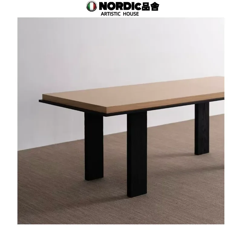 Nordic Retro Solid Wood Long Rectangular Dining Table Chinese Antique Style Negotiation Desk for Living Room Office Furniture