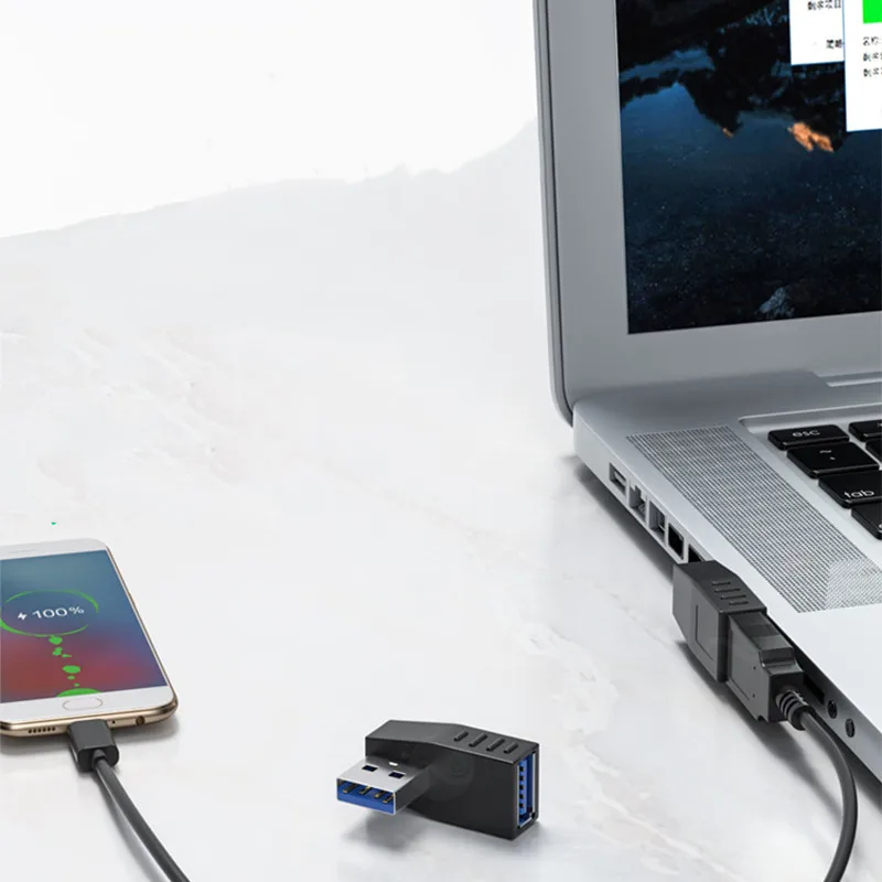 USB 3.0 A Konektor Adaptor Pria Ke Wanita Bersudut Kanan Kiri 90 Derajat untuk Laptop PC Grosir & Dropship